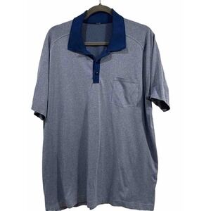 Lululemon Polo‎ Shirt Heathered Blue Golf Casual Short Sleeve Pocket Top